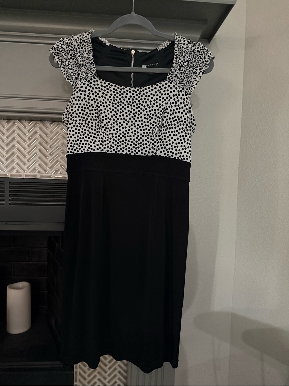 Carole Little Black Dress with White Polka Dot Bodice